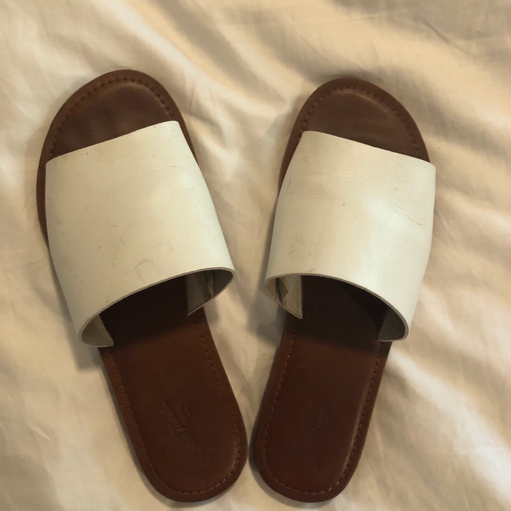 White Leather Slides size 7